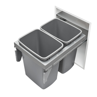 Steel Top Mount Double 35 qt Waste Container Pullout w/ Soft-Close (53TM-1835GSCDM2-FL)