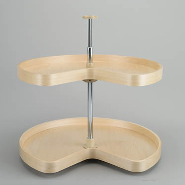 24" Banded Wood Kidney Shape 2-Shelf Lazy Susan Set (LD-4BW-472-24-1)